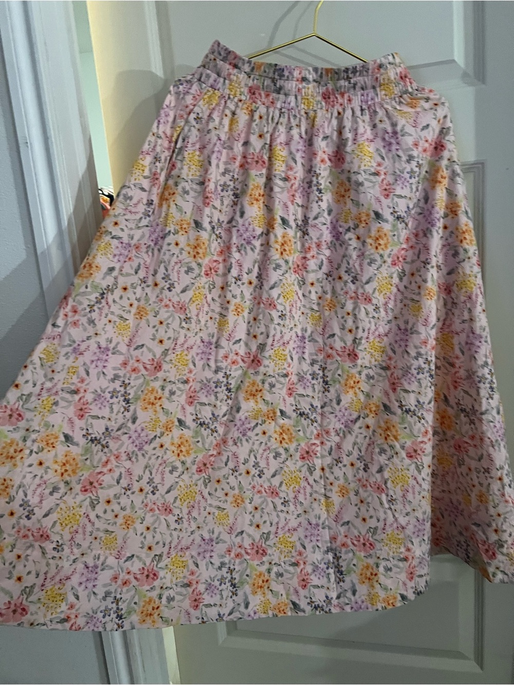 Aureum Floral A-Line full Midi Skirt - Pink Floral